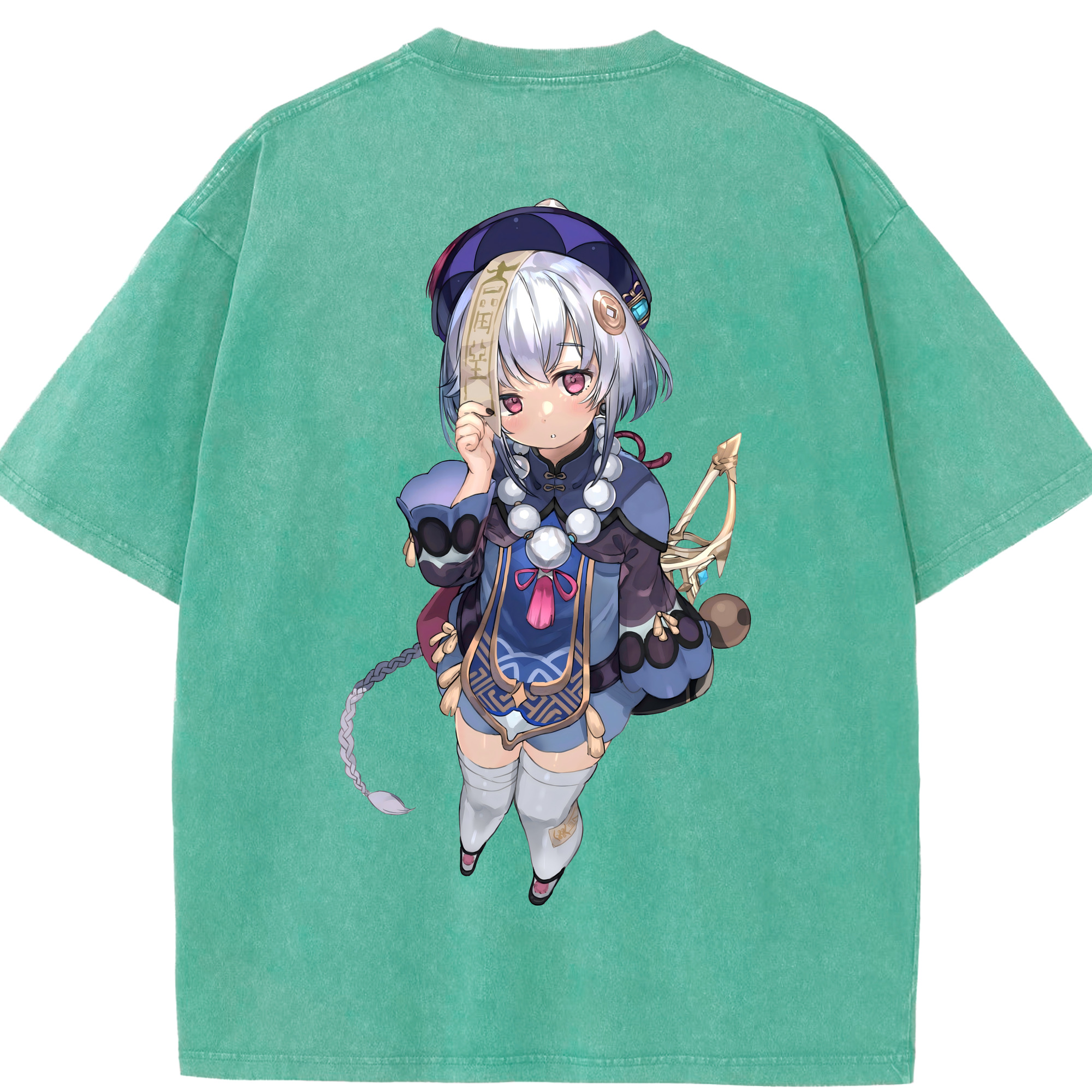 げんし神 七七 なな  genshin Nana 綿100% ヴィンテージ風 半袖Tシャツ（背面プリント）